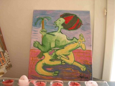 Peinture intitulée "Fakir on dromadorio" par Visant Lodini, Œuvre d'art originale, Huile