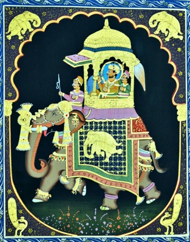 Malerei mit dem Titel "Kishangarh Shelly" von Vishal Gurjar, Original-Kunstwerk, Öl