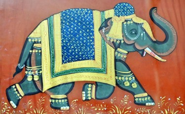 Painting titled "Royal Elephant" by Vishal Gurjar, Original Artwork, Oil