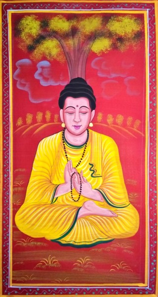 Painting titled "Lord Buddha" by Vishal Gurjar, Original Artwork, Oil