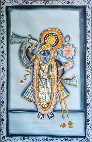 Painting titled "Shree Nath Ji" by Vishal Gurjar, Original Artwork, Oil