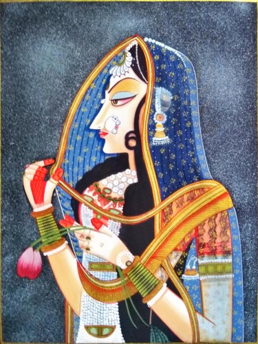 Painting titled "Royal Queen" by Vishal Gurjar, Original Artwork, Oil