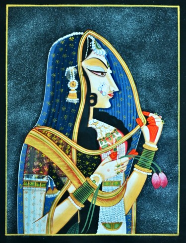 Painting titled "Royal Queen" by Vishal Gurjar, Original Artwork, Oil