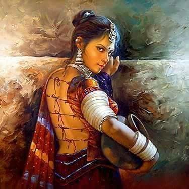 Pittura intitolato "Rajasthani Woman" da Vishal Gurjar, Opera d'arte originale, Acrilico