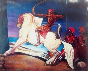 Painting titled "White Horse" by Vishal Gurjar, Original Artwork, Acrylic