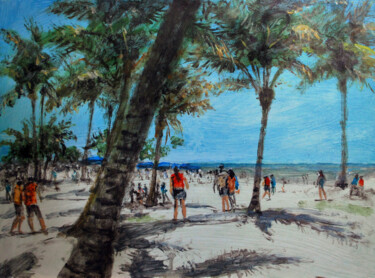 Peinture intitulée "Beach" par Vishalandra Dakur, Œuvre d'art originale, Acrylique