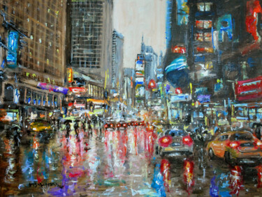 Painting titled "New York City stree…" by Vishalandra Dakur, Original Artwork, Acrylic