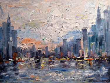 Painting titled "New York City" by Vishalandra Dakur, Original Artwork, Oil