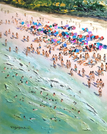 Schilderij getiteld "Summer beach 2" door Vishalandra Dakur, Origineel Kunstwerk, Acryl