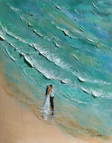 Painting titled "Beach Bride2" by Vishalandra Dakur, Original Artwork, Acrylic