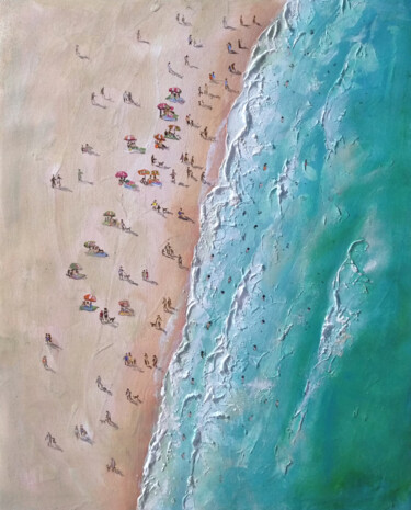 Peinture intitulée "Beach people" par Vishalandra Dakur, Œuvre d'art originale, Huile