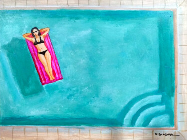 Painting titled "pool girl" by Vishalandra Dakur, Original Artwork, Acrylic