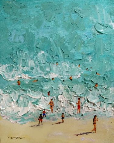 Malerei mit dem Titel "beach5a" von Vishalandra Dakur, Original-Kunstwerk, Öl
