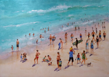 Painting titled "Summertime Beach 40…" by Vishalandra Dakur, Original Artwork, Oil