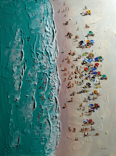 Schilderij getiteld "Summer beach abstra…" door Vishalandra Dakur, Origineel Kunstwerk, Olie