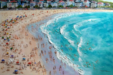Картина под названием "Abstract beach3" - Vishalandra Dakur, Подлинное произведение искусства, Масло
