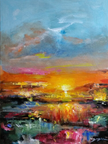 Malerei mit dem Titel "Sunset4" von Vishalandra Dakur, Original-Kunstwerk, Acryl