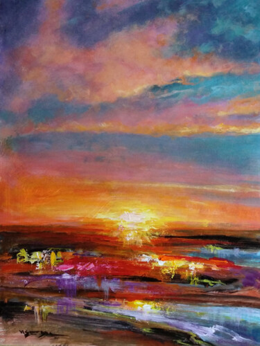 Malerei mit dem Titel "Sunset54" von Vishalandra Dakur, Original-Kunstwerk, Acryl