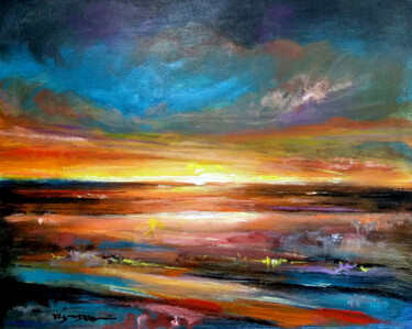 Painting titled "Sunset7" by Vishalandra Dakur, Original Artwork, Acrylic
