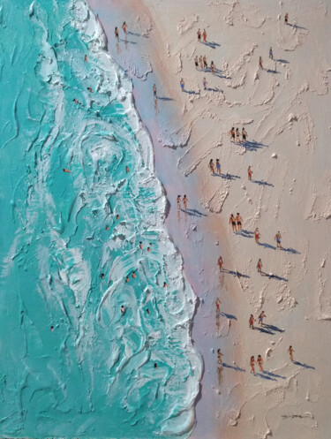 Pintura intitulada "Beach people7" por Vishalandra Dakur, Obras de arte originais, Óleo