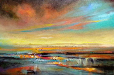 Painting titled "Dream of  Sunset" by Vishalandra Dakur, Original Artwork, Oil