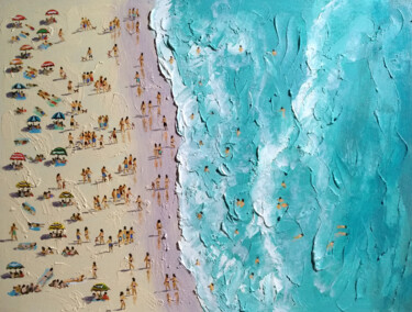 Schilderij getiteld "Summer Beach9" door Vishalandra Dakur, Origineel Kunstwerk, Olie