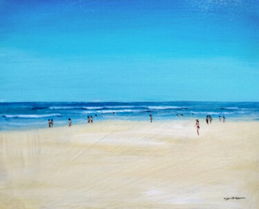 Painting titled "Beach people" by Vishalandra Dakur, Original Artwork, Oil