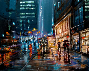 Painting titled "New York City walki…" by Vishalandra Dakur, Original Artwork, Acrylic