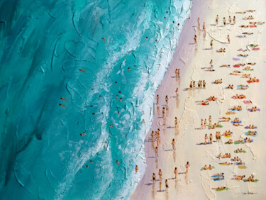 Peinture intitulée "Beach Walking" par Vishalandra Dakur, Œuvre d'art originale, Huile