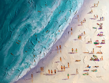 Peinture intitulée "Walking on the Beach" par Vishalandra Dakur, Œuvre d'art originale, Huile