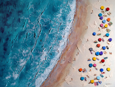 Pittura intitolato "Beach Umbrellas" da Vishalandra Dakur, Opera d'arte originale, Olio