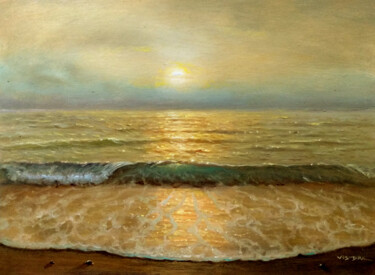 Peinture intitulée "Beach Waves" par Vishalandra Dakur, Œuvre d'art originale, Huile