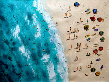 Peinture intitulée "Beach people5" par Vishalandra Dakur, Œuvre d'art originale, Huile