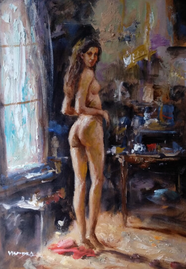 Painting titled "LUCY" by Vishalandra Dakur, Original Artwork, Oil