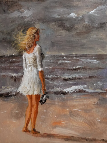 Painting titled "beach girl2" by Vishalandra Dakur, Original Artwork, Acrylic