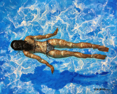 Peinture intitulée "Girl Swimming38" par Vishalandra Dakur, Œuvre d'art originale, Acrylique