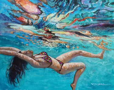 Картина под названием "Girl swimming14" - Vishalandra Dakur, Подлинное произведение искусства, Акрил