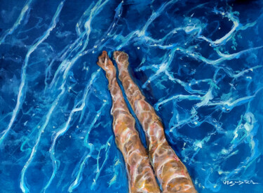 Картина под названием "Girl swimming21" - Vishalandra Dakur, Подлинное произведение искусства, Акрил