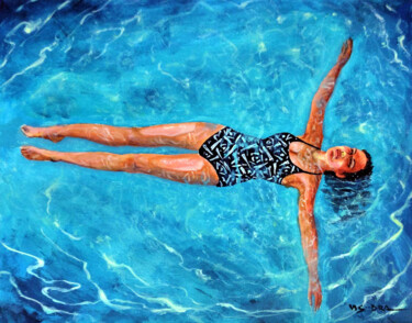 Pittura intitolato "Girl swimming28" da Vishalandra Dakur, Opera d'arte originale, Acrilico