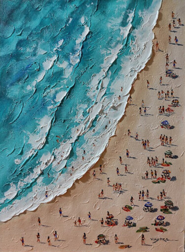 Painting titled "Beach15" by Vishalandra Dakur, Original Artwork, Oil