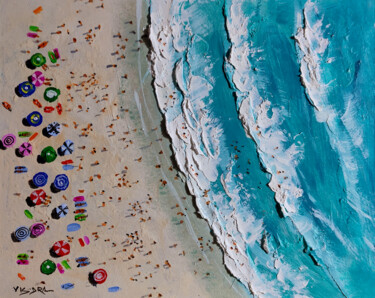 Ζωγραφική με τίτλο "Beach waves3" από Vishalandra Dakur, Αυθεντικά έργα τέχνης, Λάδι