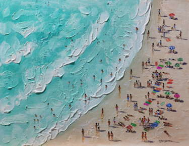 Painting titled "Beach waves24" by Vishalandra Dakur, Original Artwork, Oil