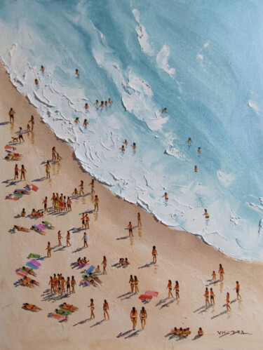 Painting titled "Summer beach25" by Vishalandra Dakur, Original Artwork, Oil