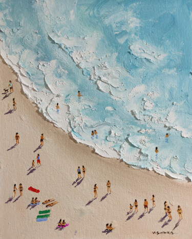 Painting titled "Summer beach26" by Vishalandra Dakur, Original Artwork, Oil