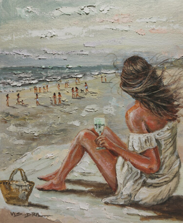 Pittura intitolato "Beach wet" da Vishalandra Dakur, Opera d'arte originale, Olio