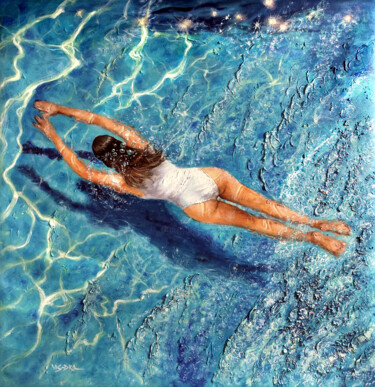 Pittura intitolato "Girl swimming61" da Vishalandra Dakur, Opera d'arte originale, Olio