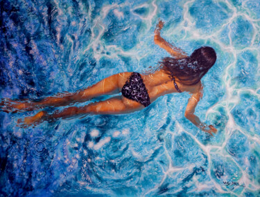 Peinture intitulée "Girl swimming62" par Vishalandra Dakur, Œuvre d'art originale, Huile