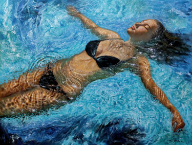 Painting titled "Girl swimming65" by Vishalandra Dakur, Original Artwork, Acrylic