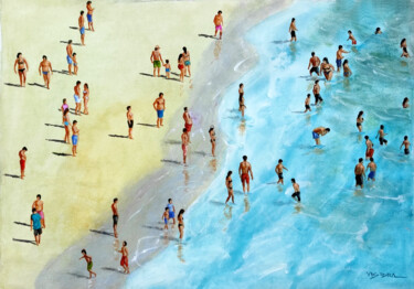 Malerei mit dem Titel "summer beach23a" von Vishalandra Dakur, Original-Kunstwerk, Öl