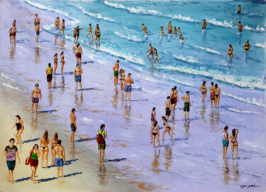 Pintura intitulada "summer beach 28b" por Vishalandra Dakur, Obras de arte originais, Óleo